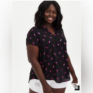 Torrid Georgette Hi-Low Short Sleeve Blouse